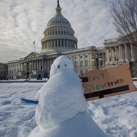 A snowman with a message about the government...