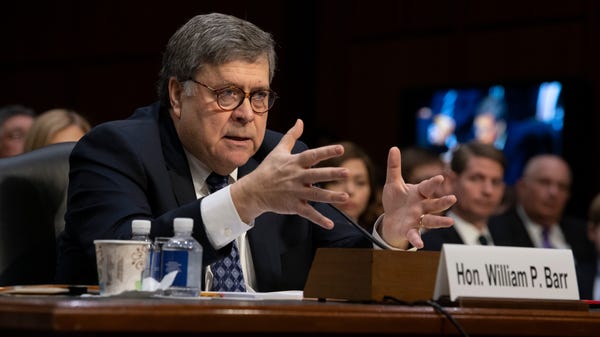William Barr testifies before the Senate...