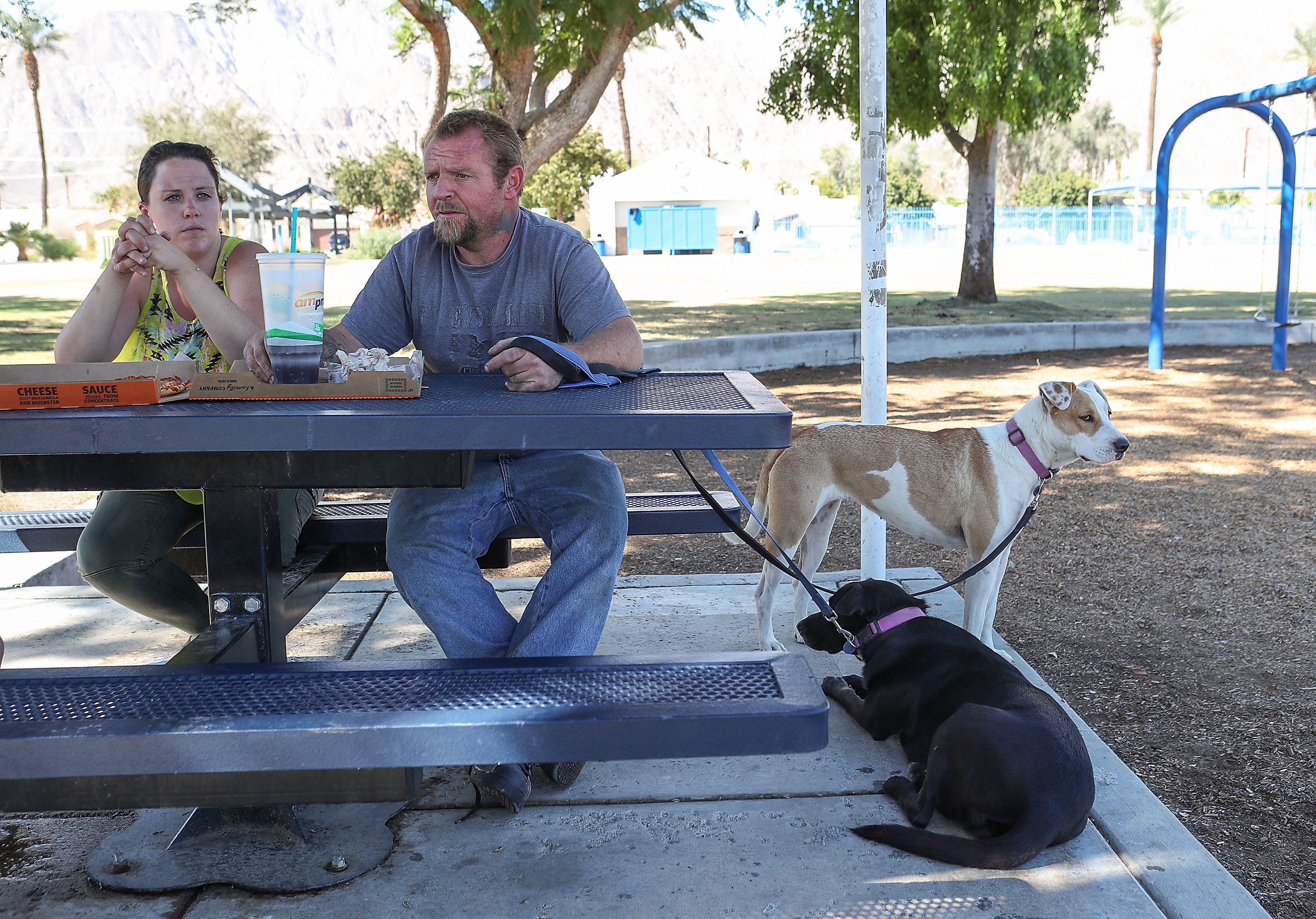 Bryan Hensley and Carene Riale talk about their lives after being evicted from the Coachella encampment on Caltrans land.