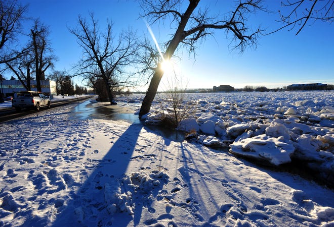 An ice jam on the Missouri River in Great Falls caused minor flooding Friday.