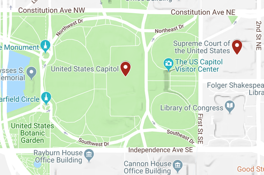 This map shows the area of the Capitol and Supreme Court.