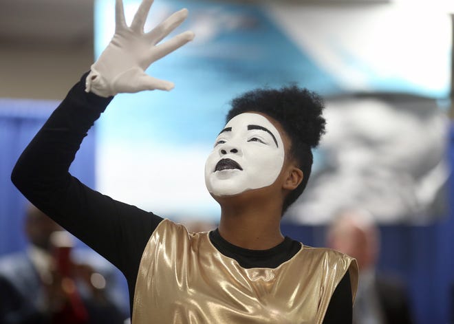 Promise Bell, 13, of the MLK Community Mine Dance Ministry, performs at the 25th annual Reverend Dr. Martin Luther King, Jr. celebration was held at President's Hall at the Kitsap County Fairgrounds on Jan. 21, 2019.