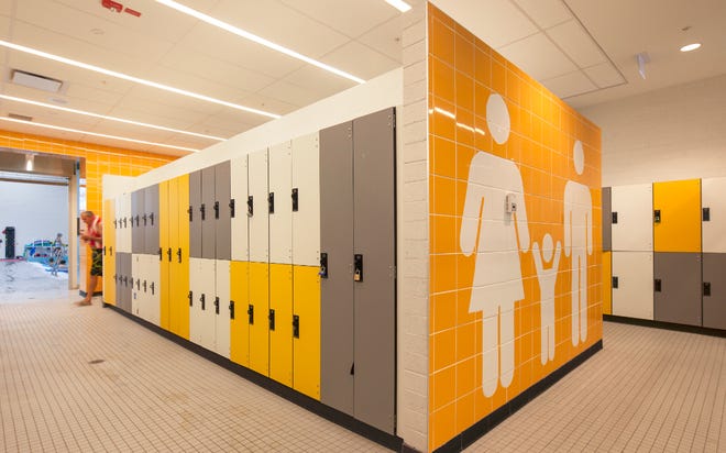 West Lafayette is considering a gender-neutral locker room, similar to this one at the Meadowvale Community Centre and Library in Mississauga, Ontario, for its $34 million rec center being designed for Cumberland Park.