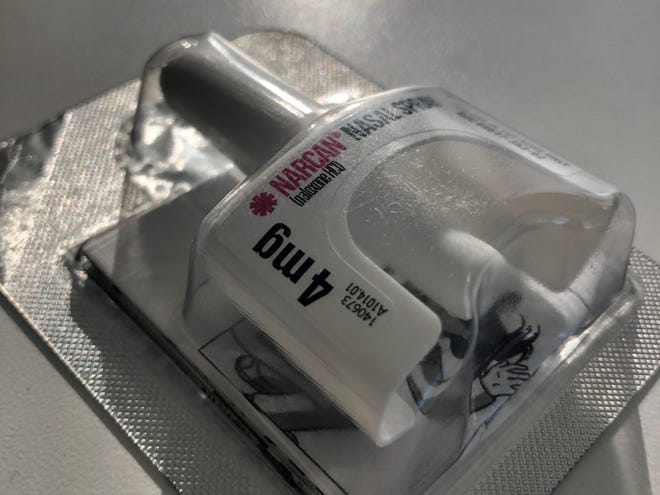 Narcan, also known by its generic name naloxone, can reverse an opioid overdose. Seen here as a nasal spray on Jan. 22 2019.