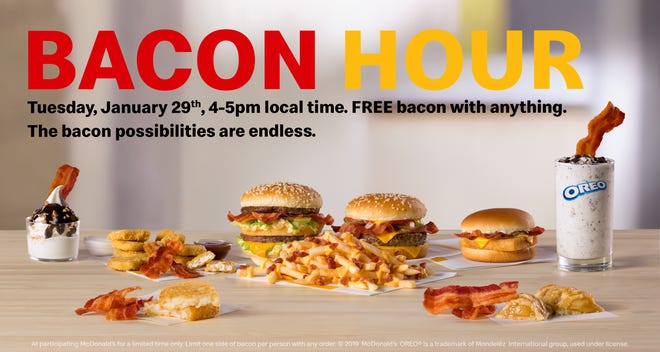 McDonald's is hosting Bacon Hour Jan. 29.