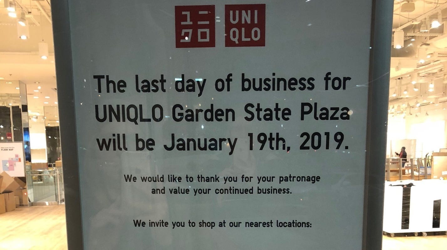 Uniqlo Shutters Garden State Plaza Location