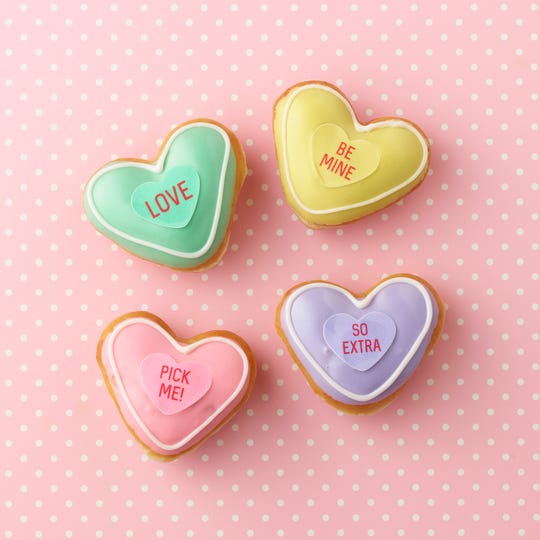 Krispy Kreme's new Valentine Conversation Doughnuts will be available Jan. 30 through Valentine's Day.