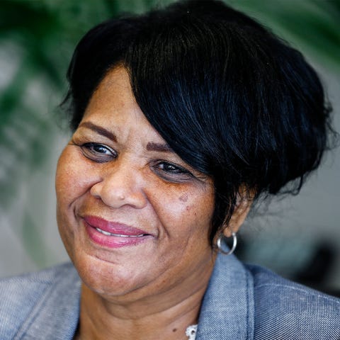 Alice Marie Johnson smiles during an interview at...
