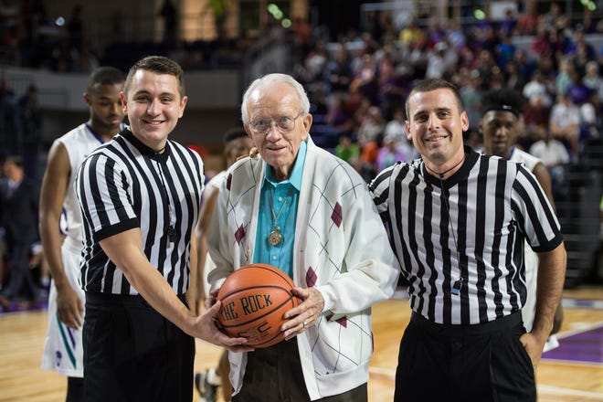 Hugh Thimlar, coach for 26 years at what was then Edison Community College, was honored Dec. 1, 2017, during a ceremony at Suncoast Credit Union Arena at Florida SouthWestern State College.