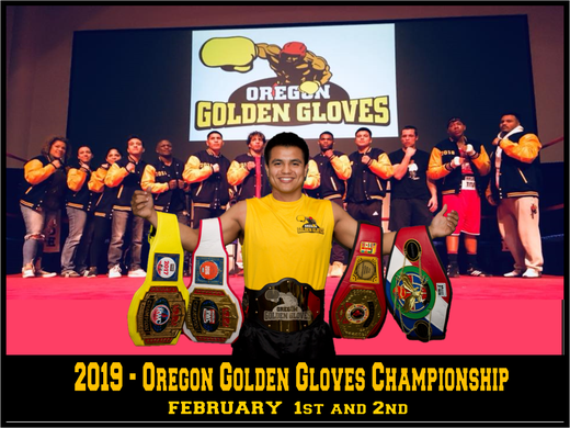 2019 Oregon Golden Gloves Championship: An annual boxing tournament beginning with the elimination round on Friday and the championship on Saturday, begins at 6:30 p.m. Friday, Feb. 1 and at 3 p.m. Saturday, Feb. 2, Salem Armory Auditorium, 2320 17th St. NE. $15 for ages 12 and older, $5 for younger than 12 on Friday, $20 for ages 12 and older, $10 for younger than 12 on Saturday. Contact dandunn@oregongoldengloves.com for more info and ringside table seats.