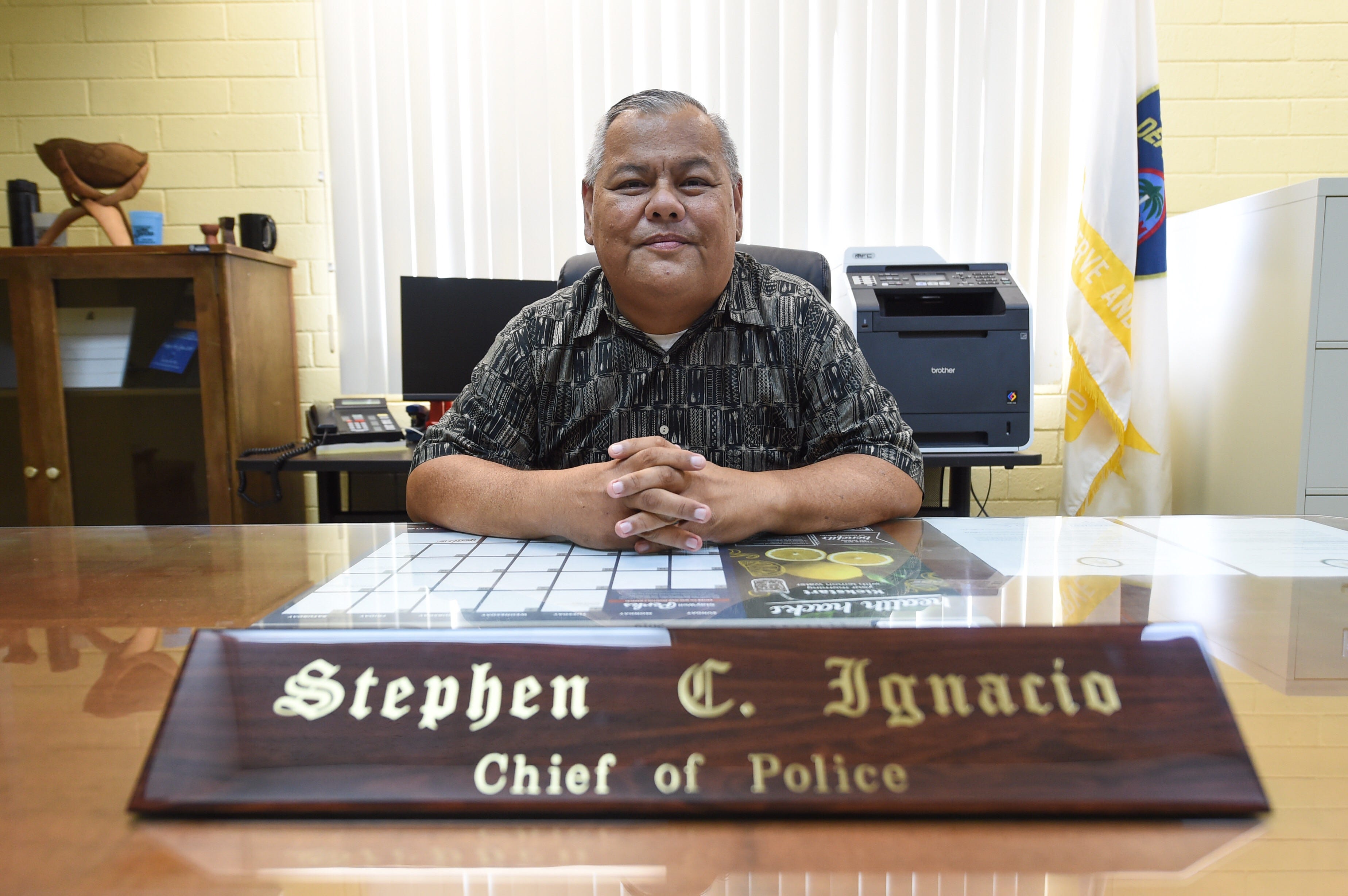 Guam Police Department Chief of Police Steve C. Ignacio at his office in Tiyan, Jan. 25, 2019.