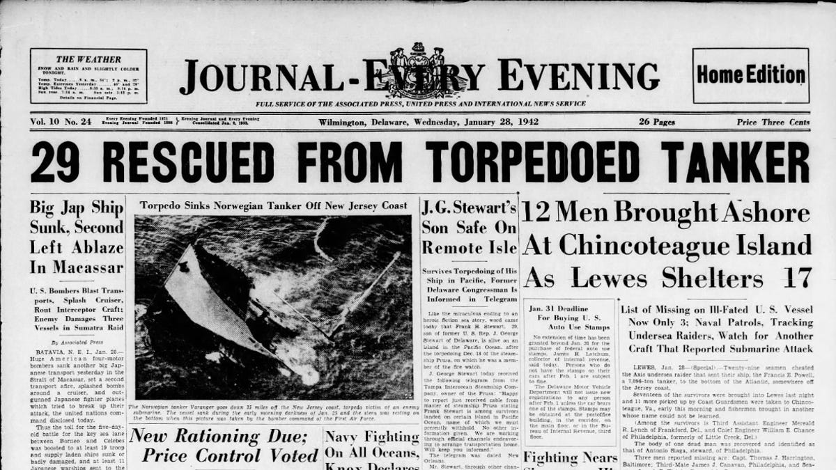 World War Ii In Delaware Tanker Sunk Off Coast