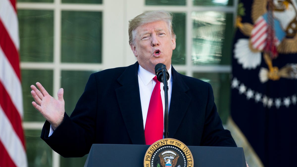 President Donald Trump delivers remarks on ending the partial shutdown of the federal government, in the Rose Garden of the White House in Washington, DC on Friday, Jan. 25.  Trump announced a deal had been reached to end the ongoing partial shutdown of the federal government.