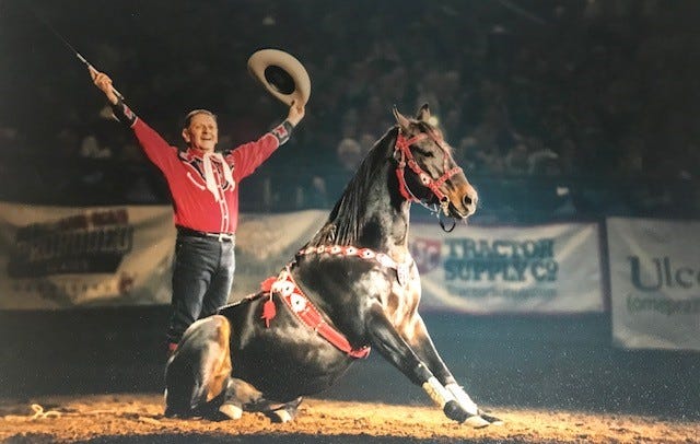 Mr. Bojangles weighed 300 pounds and was bald when Jerry Thornton rescued him after Hurricane Katrina. Now he's the trick horse star of a rodeo coming to Indy this weekend.