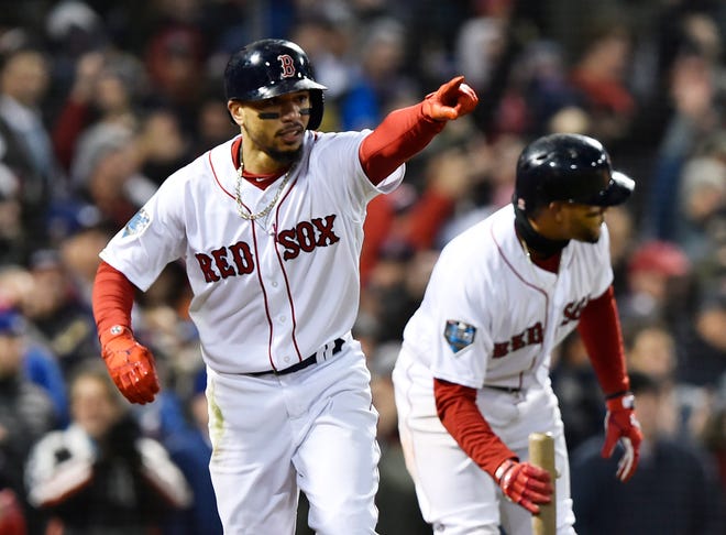 Mookie Betts led the majors with a .346 batting average and hit 32 home runs last season to help lead the Boston Red Sox to a World Series title.