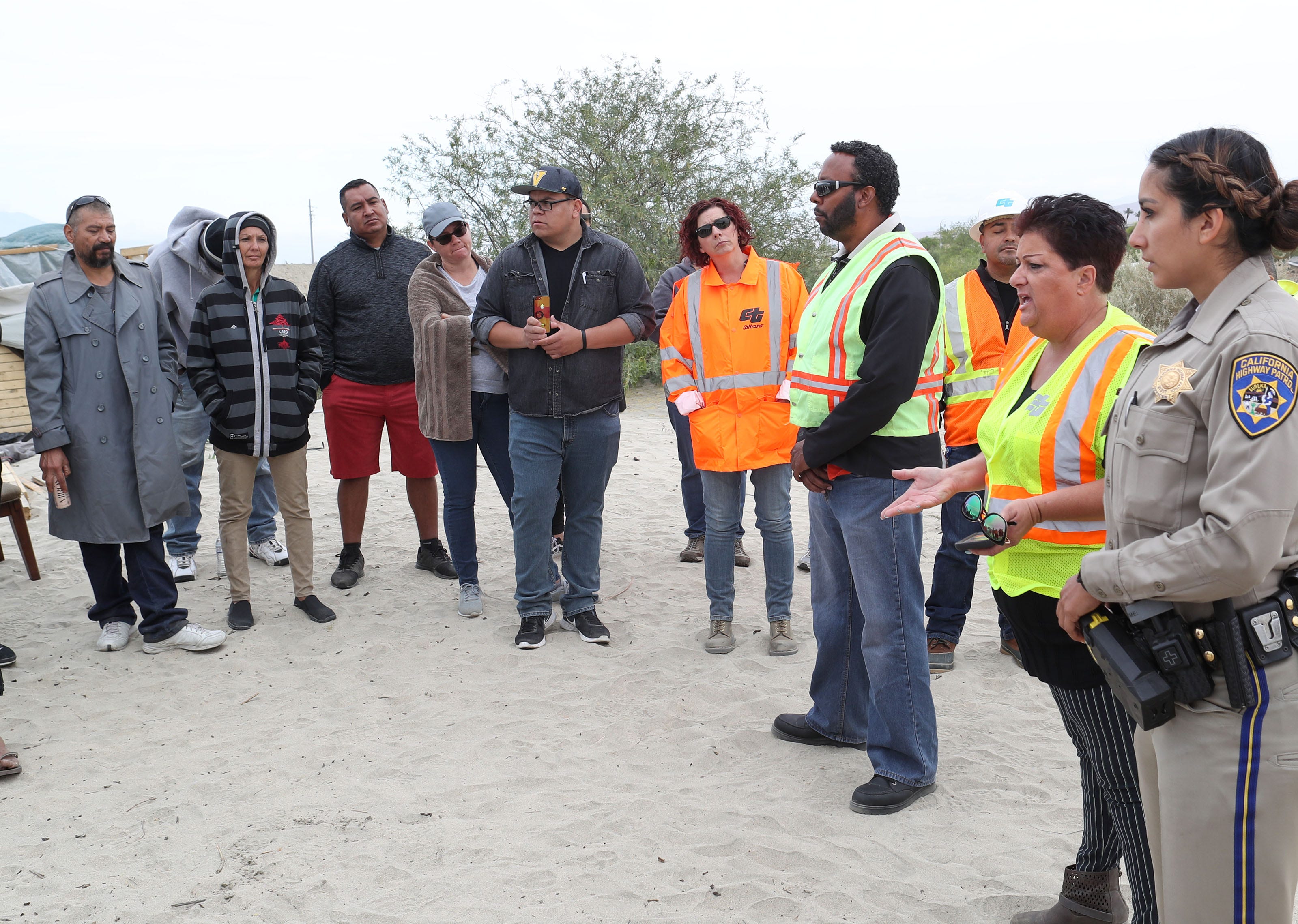 People living at the Coachella encampment are told by Caltrans they will have to leave on May 1, 2018.