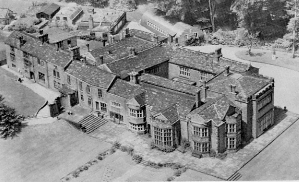 An aerial view of Hopwood Hall from 1924.