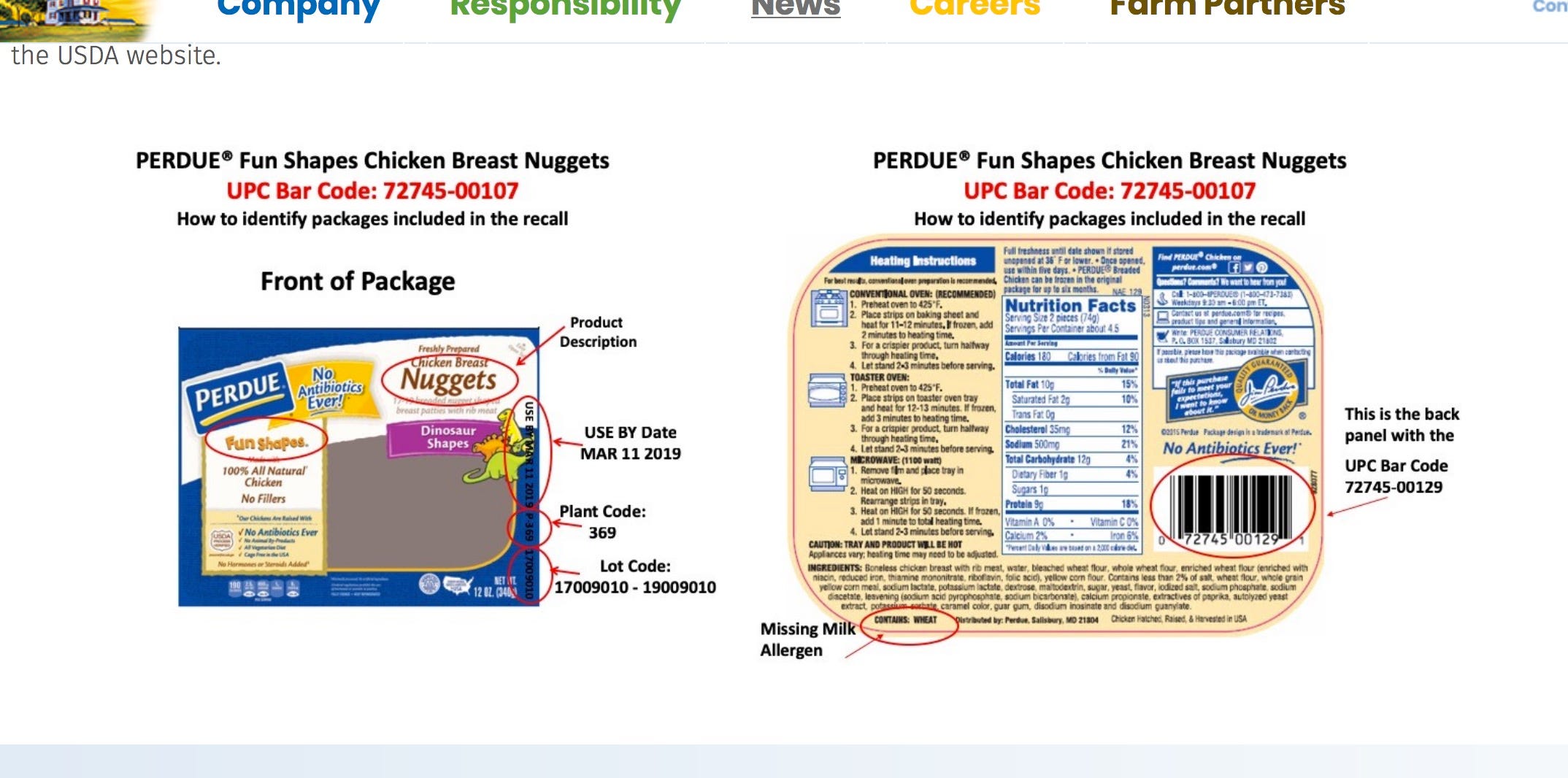 Perdue is recalling chicken nuggets for the second time in less than
