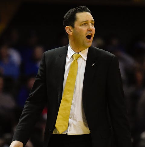 Vanderbilt head coach Bryce Drew yells at his...