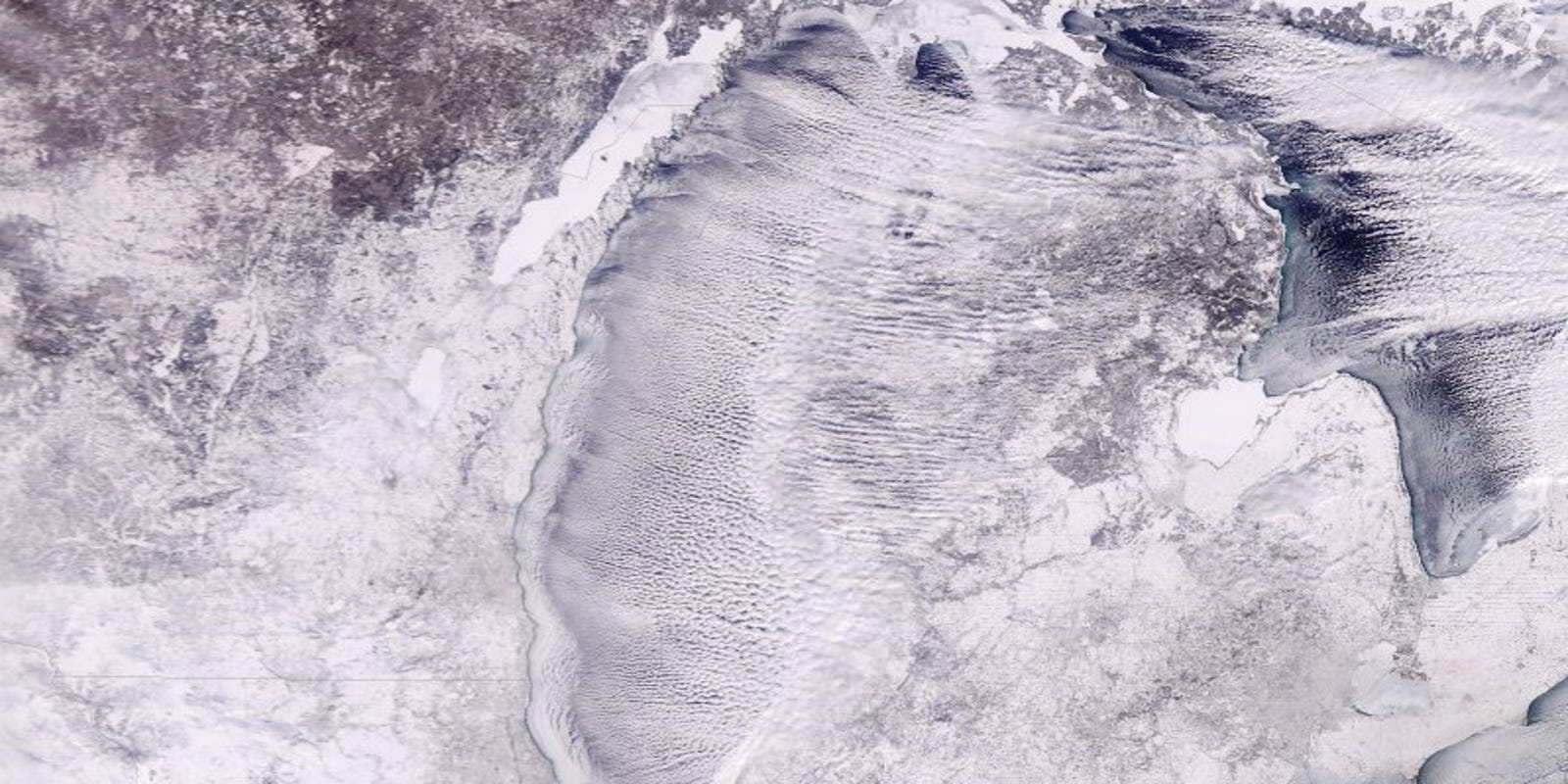 Look Polar vortex over Michigan in satellite image