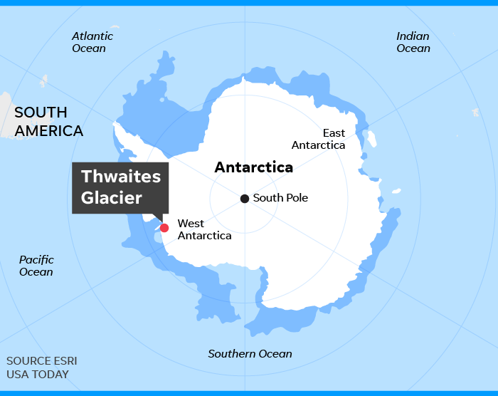 Thwaites Glacier: If hole collapses from global warming, what happens?