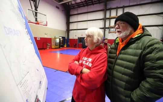 Linda and Larry Montroy look over draft maps prior to a joint comprehensive planning meeting at the Haverstraw Community Center in Haverstraw on Wednesday, Jan. 30, 2019.