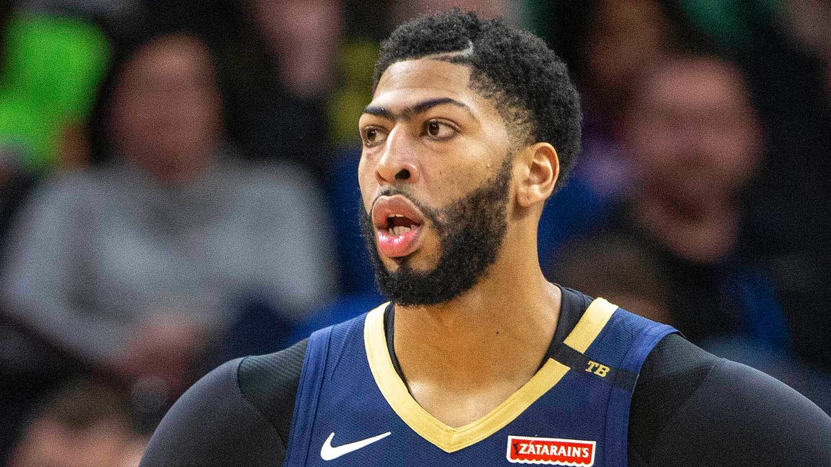 New Orleans Pelicans forward Anthony Davis (23) looks on during the second half against the Minnesota Timberwolves.