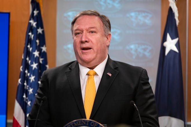 Secretary of State Mike Pompeo announces the US withdrawal from the Intermediate-Range Nuclear Forces (INF) Treaty at the State Department in Washington, DC, USA, 01 February 2019. The US withdrawal from the Cold War agreement, which prohibits ground-based nuclear-tipped cruise missiles with ranges of 310 miles to 3,420 miles, comes after talks with Russia to save the treaty broke down.