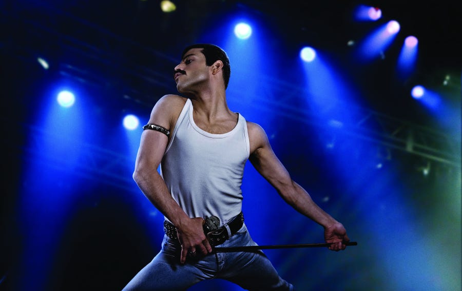 Rami Malek as rock icon Freddie Mercury in  "Bohemian Rhapsody."