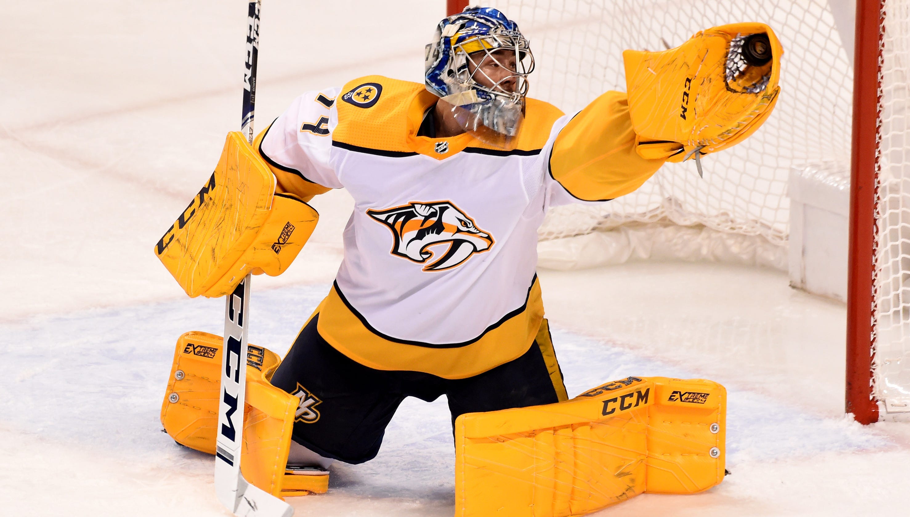 Predators' Juuse Saros and his pads have been gold lately