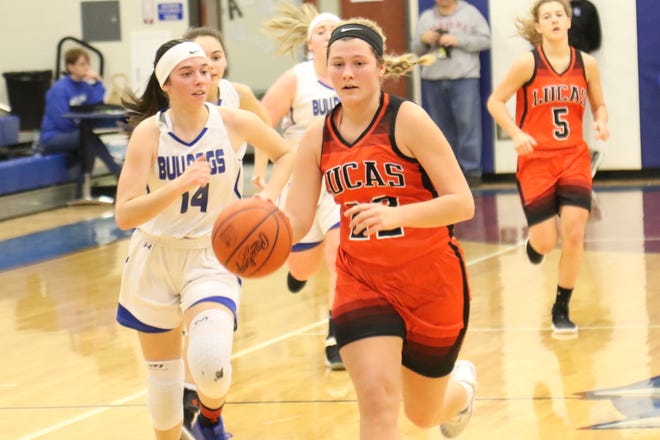 Lucas' Jessie Grover drives to the hoop in a Mid-Buckeye Conference game at Crestline on Saturday. Grover looks to lead the Lady Cubs back to the district final for the second consecutive year.