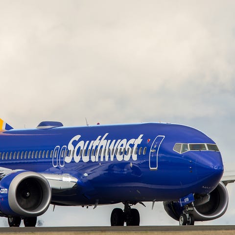 A Southwest Airlines Boeing 737 Max 8 jet lands...