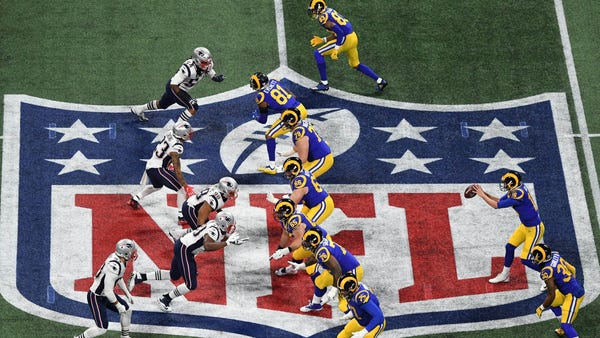 The New England Patriots, left, knocked off the...