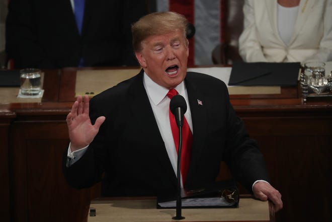 President Donald Trump delivers the State of the Union address in the chamber of the U.S. House of Representatives at the U.S. Capitol Building on February 5, 2019 in Washington, DC.