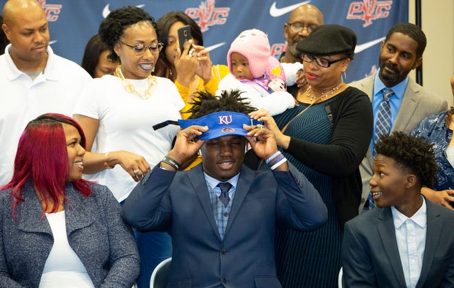 Marcus Harris, a football player at Park Crossing, signed with Kansas. 