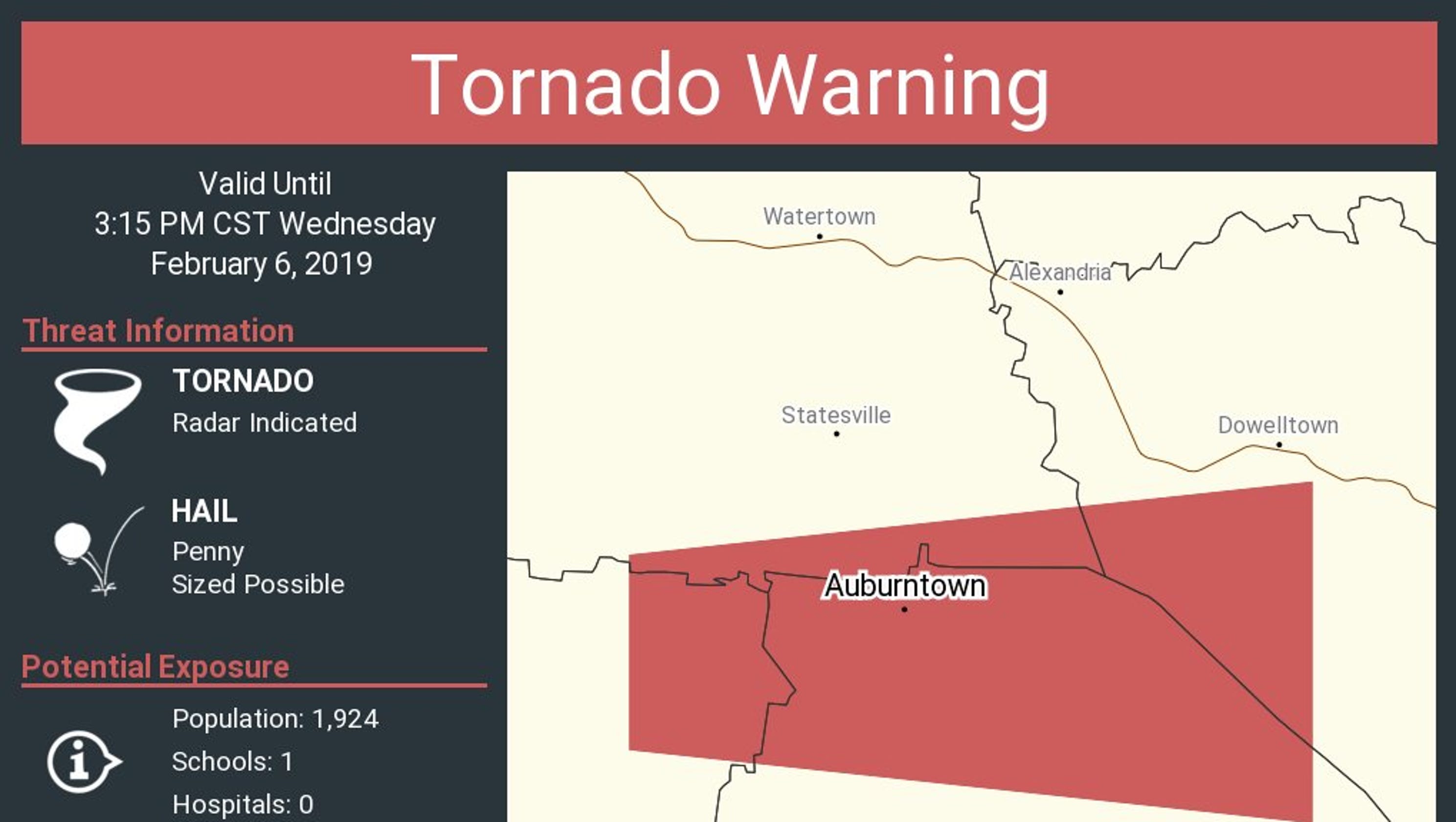 Tornado warning canceled in Middle Tennessee