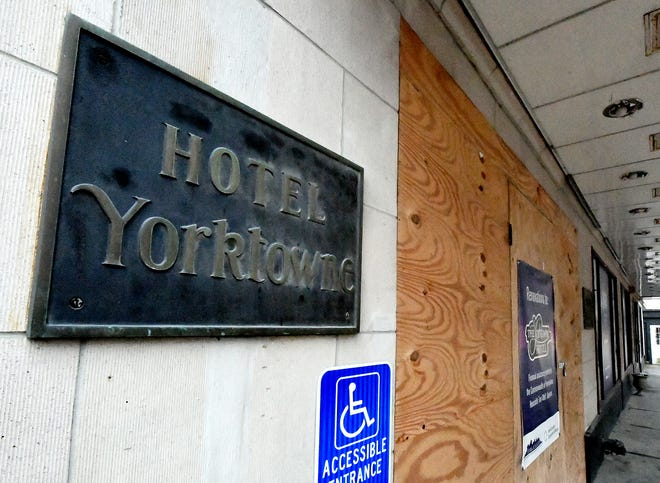 Construction continues on the Yorktowne Hotel Wednesday, Feb. 6, 2019. Costs to renovate a historic York City hotel have nearly doubled since the project was announced in April 2017. Bill Kalina photo