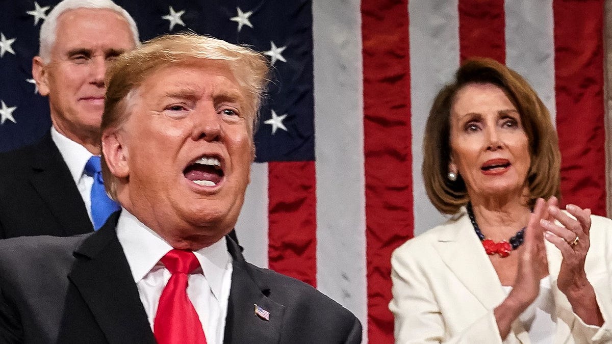 President Donald Trump delivers the State of the Union address at the US Capitol.