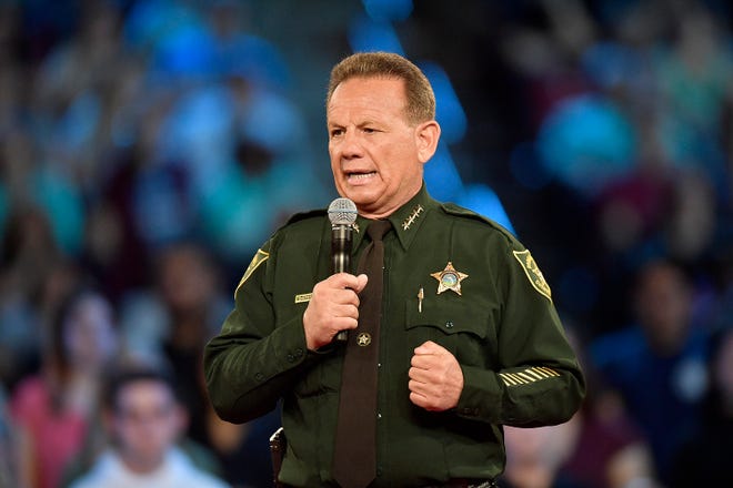 Broward County Sheriff Scott Israel speaks before a CNN town hall broadcast on Feb. 21, 2018, at the BB&T Center in Sunrise, Fla.