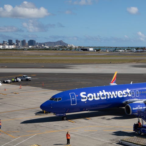A Southwest Airlines jet is seen in Hawaii for...