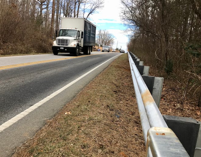 The new guard rail along Mills Gap Road cost $219,000. The N.C. DOT is installing the rail an interim safety measure before the road is widened in 2020. The rail will be reused then.
