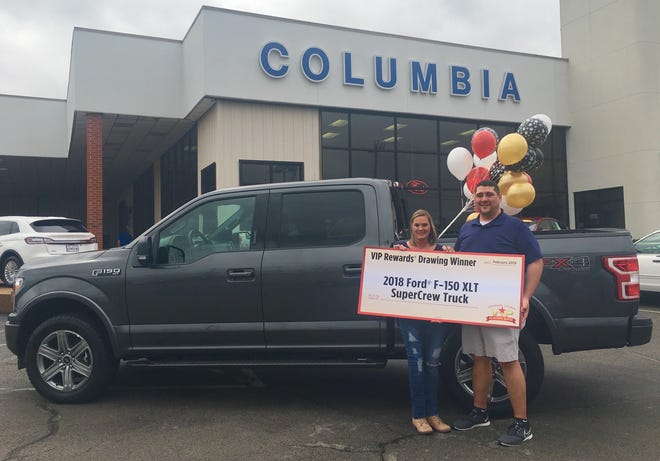 Jennifer Williams, pictured with husband Luke, recently won a 2018 Ford pickup truck from the Tennessee Education Lottery.