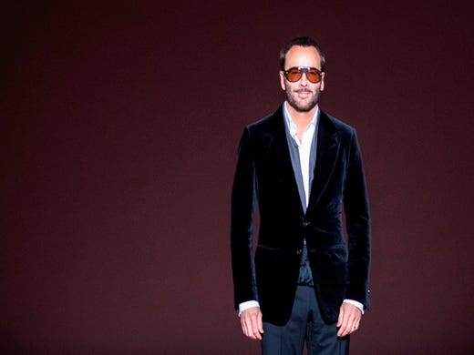 Designer Tom Ford appears on the runway after his fashion show at New York Fashion Week on February 6, 2019 in midtown Manhattan, New York City.
