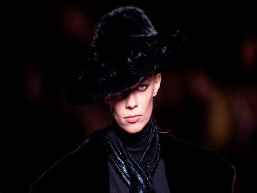 A model walks the runway during the Tom Ford fashion show at New York Fashion Week on February 6, 2019 in midtown Manhattan, New York City.
