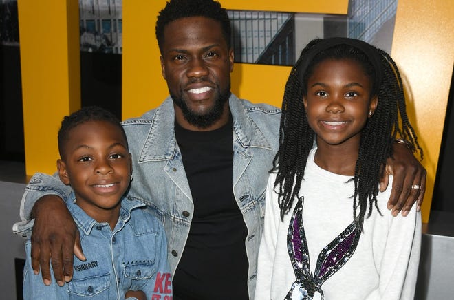 Hendrix Hart, Kevin Hart and Heaven Hart attend Universal's 'Pacific Rim Uprising' premiere at TCL Chinese Theatre IMAX on March 21, 2018 in Hollywood, California.