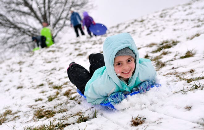 Katelyn Shiffer, 9, enjoys a snow day at Springettsbury Park with her family, Monday, Feb. 11, 2019.
John A. Pavoncello photo
