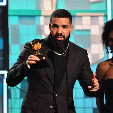 Drake accepts the award for best rap song for "God