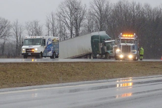 A wreck blocked both westbound lanes of U.S. 30 just west of the Richland-Crawford county line around 4:45 p.m. Tuesday.