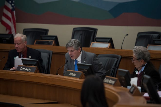 The Larimer County Commissioners, debate an issue in this Coloradoan file photo.