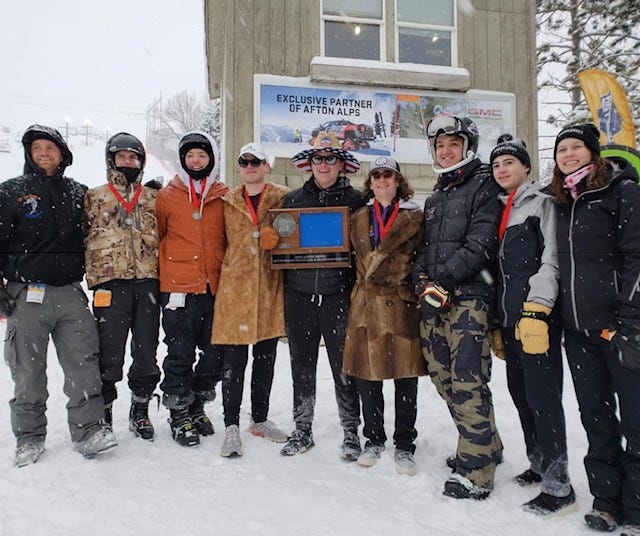 The St. Cloud Breakaways alpine ski team poses after earning a state berth in the Section 5 championship at Afton Alps in Hastings.